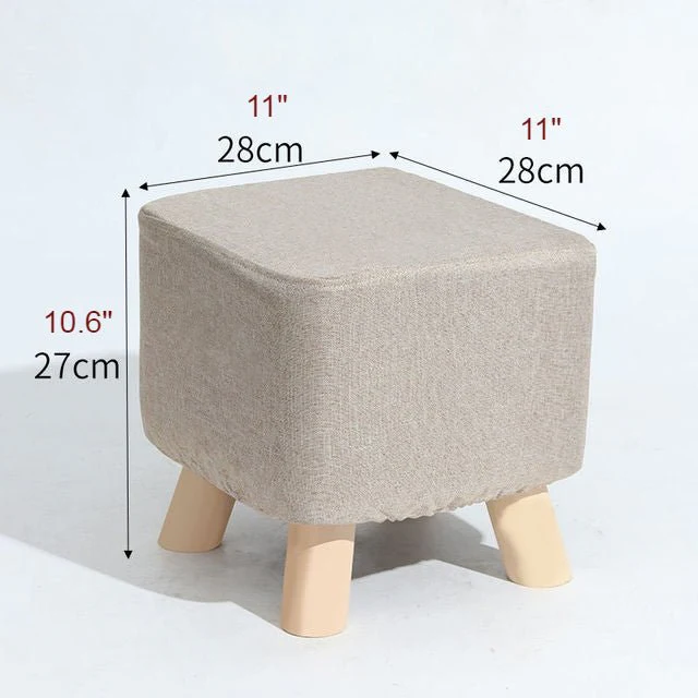 Square Round Modern Ottoman Made of Solid Wood