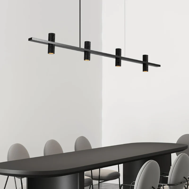 Seengen | Minimalistic Modern Black Copper Stone Chandelier