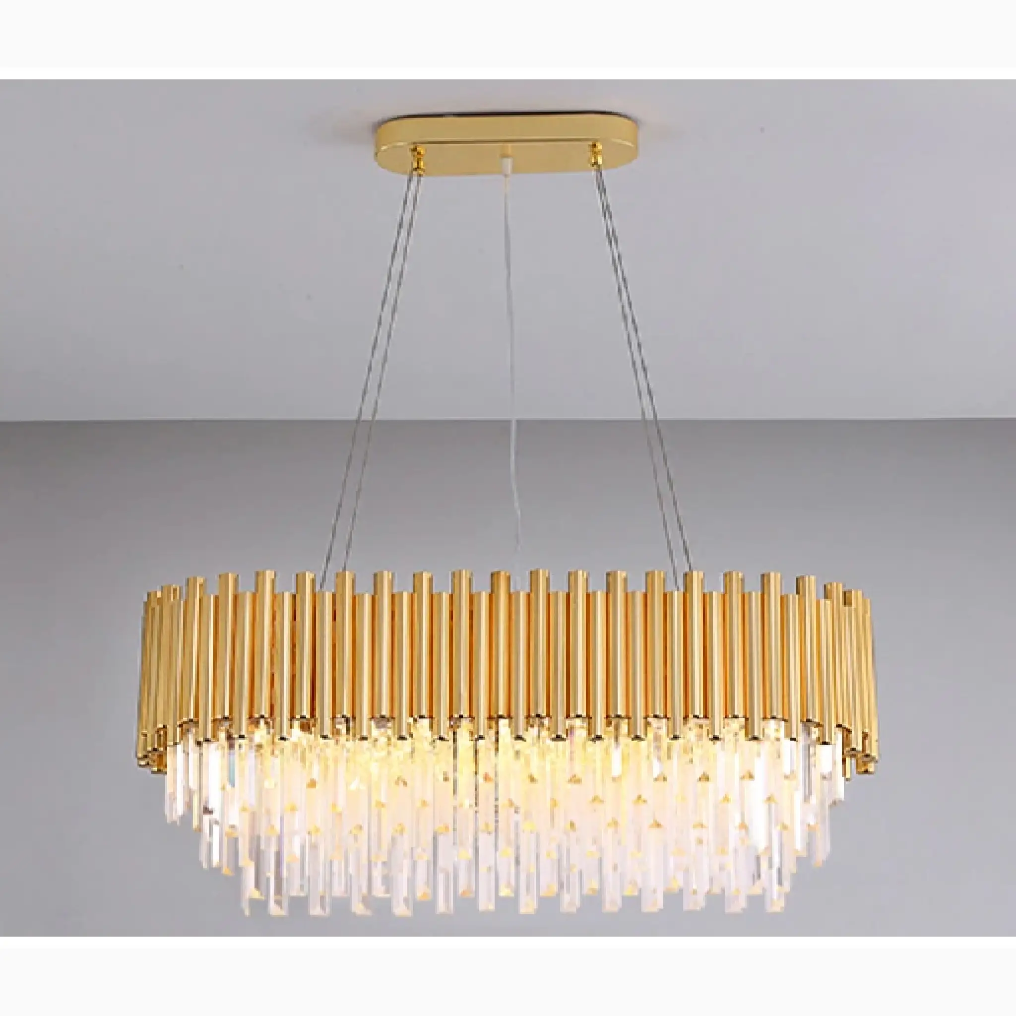 Sigriswil | Gold rectangle chandelier for dining room, kitchen island