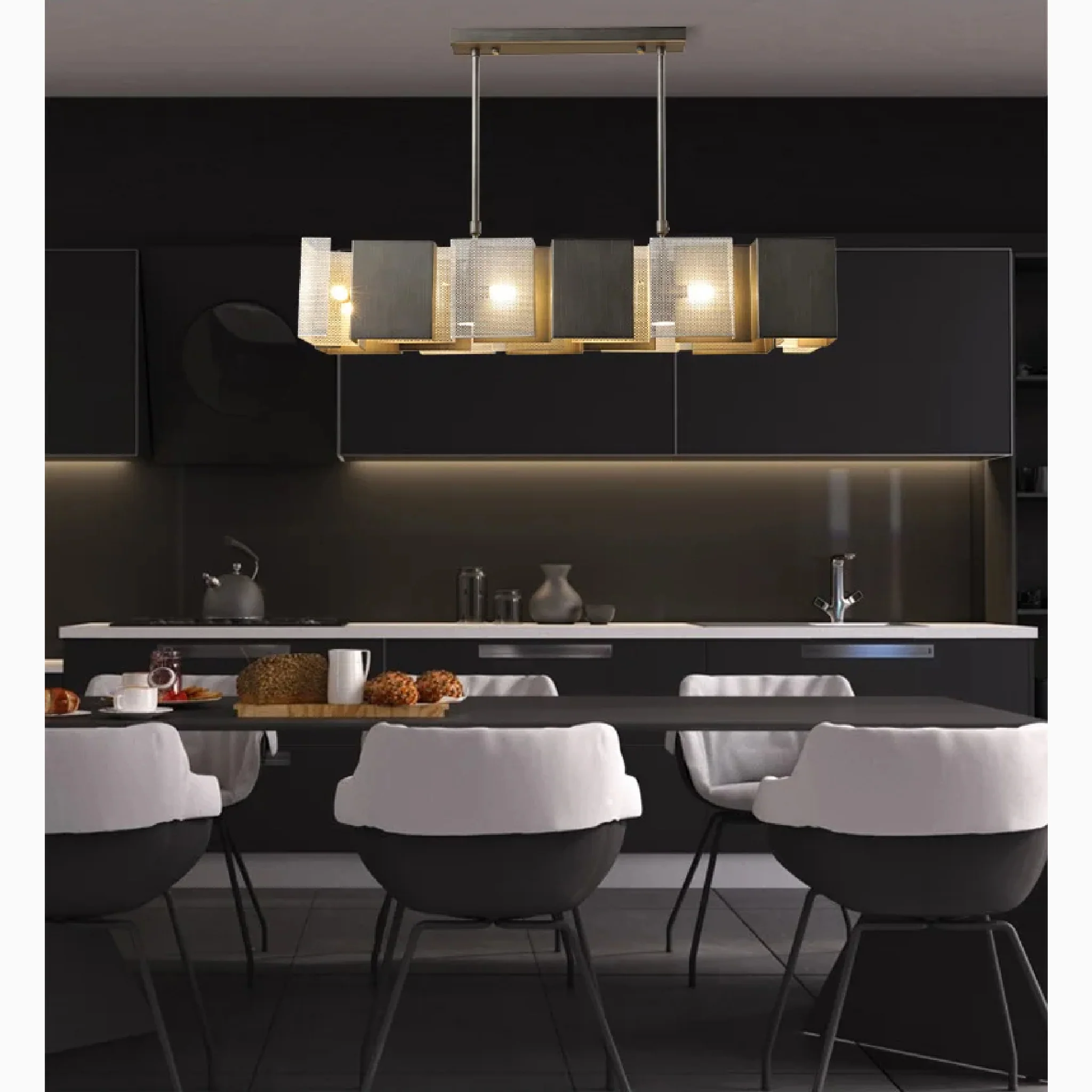 Albettone | Fancy Postmodern LED Iron Black Silver Chandelier