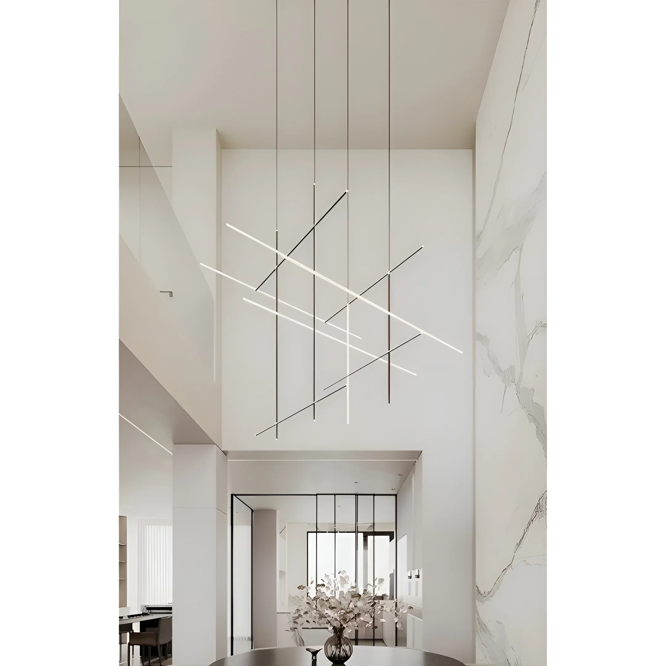 Arden Linear Chandelier - Smart LED Suspension Light For Living Room, Staircase | Gold, Black, Silver Finish