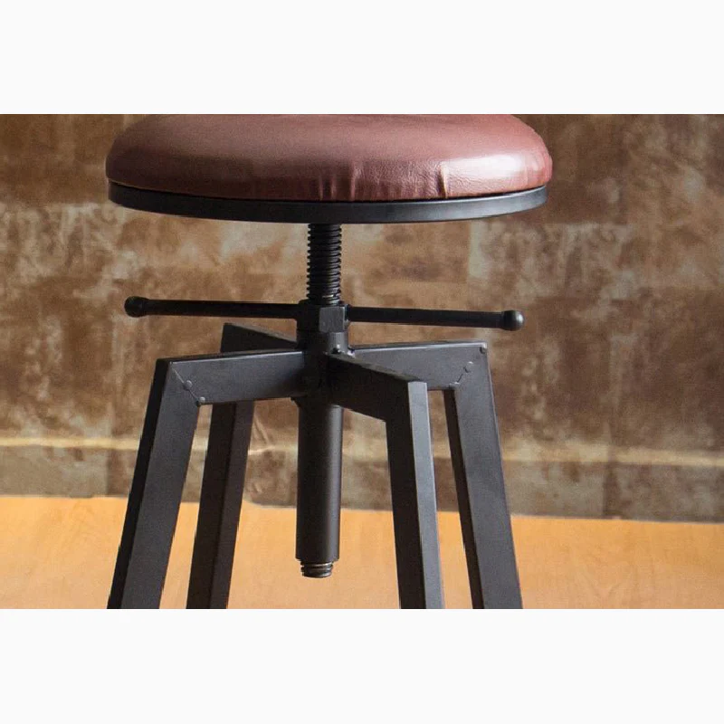Industrial-Styled Iron Rotating and Lifting Bar Stool No.1