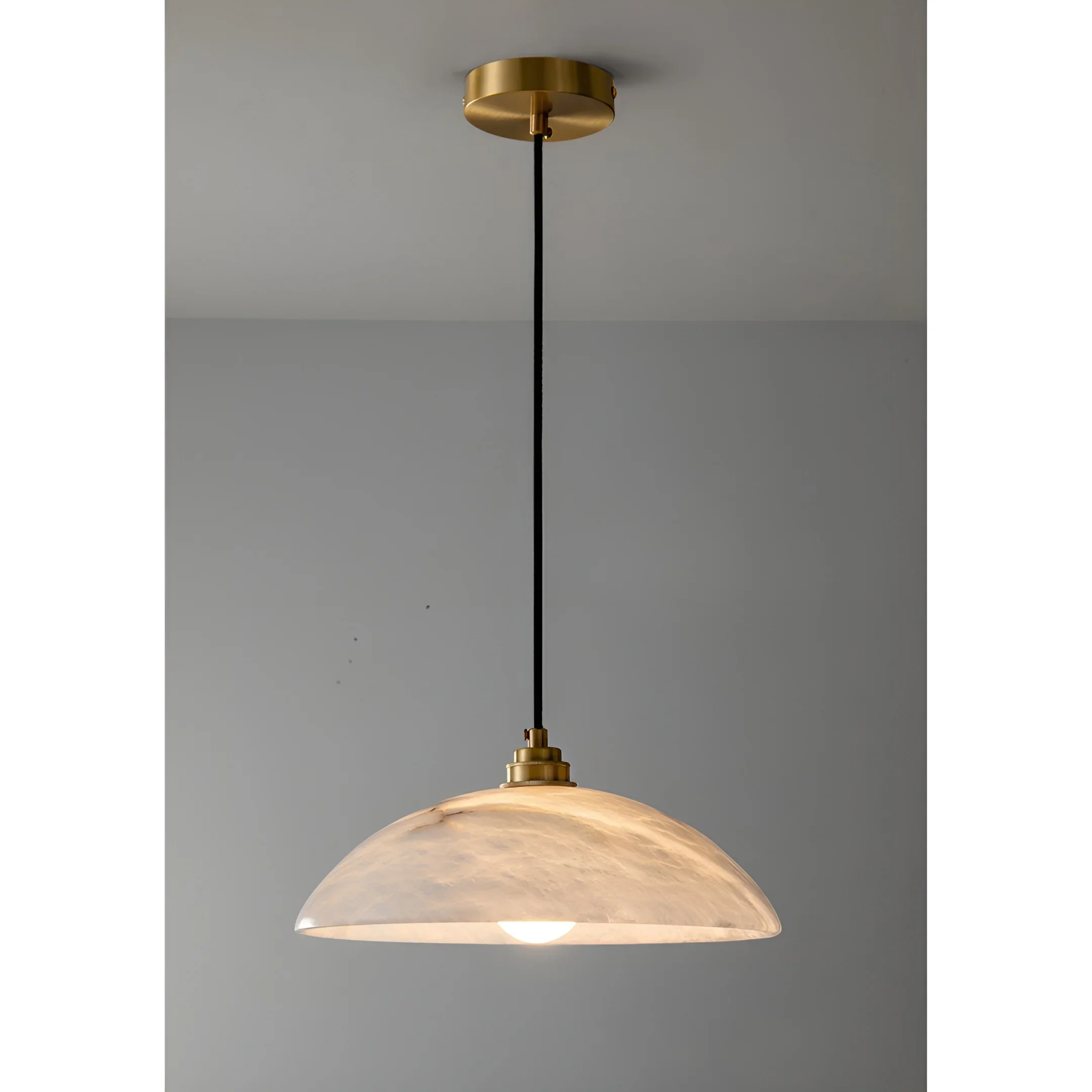 Lunara Alabaster Pendant Light - Natural Stone Shade with Brass Body