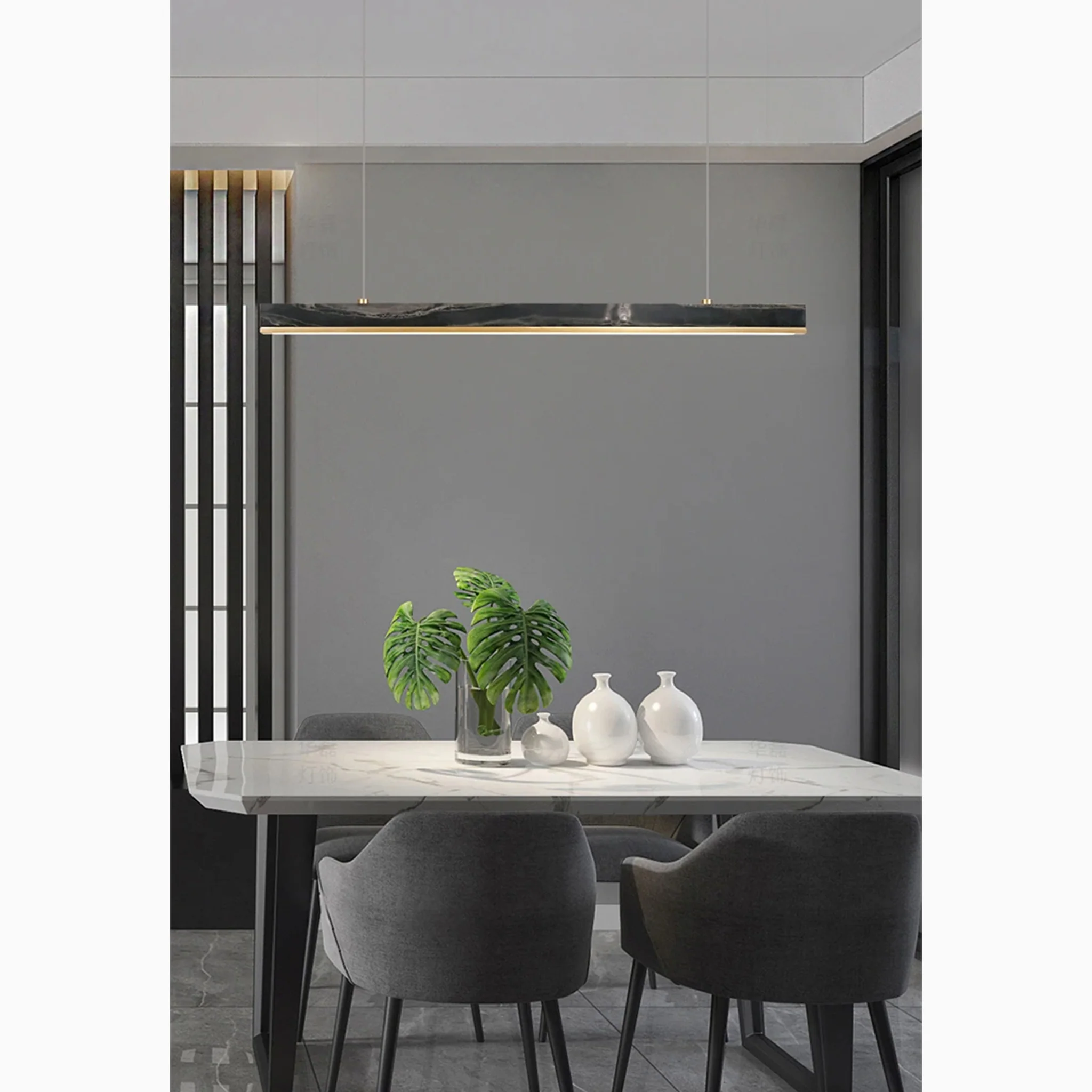 Rorschach | Minimalistic Modern Black Chandelier with Marble