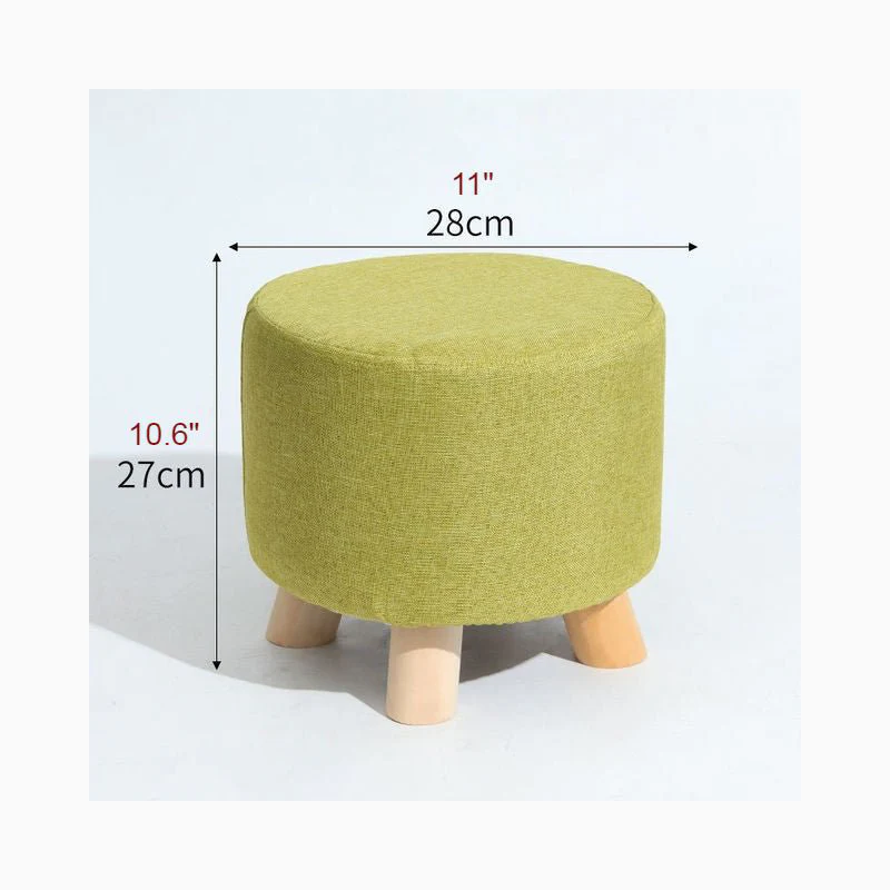 Round Modern Ottoman Made of Solid Wood