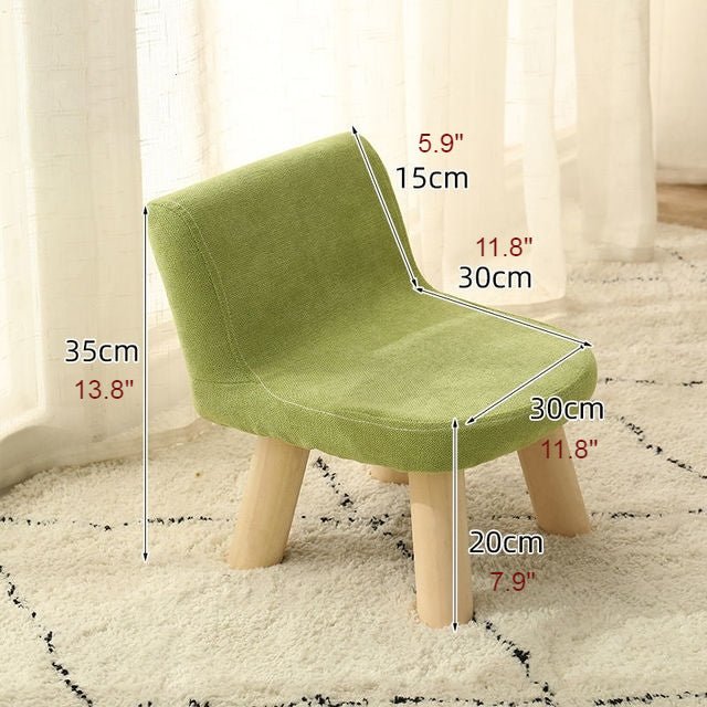Rectangle Low Stool For Living Room Made of Solid Wood Cotton And Linen