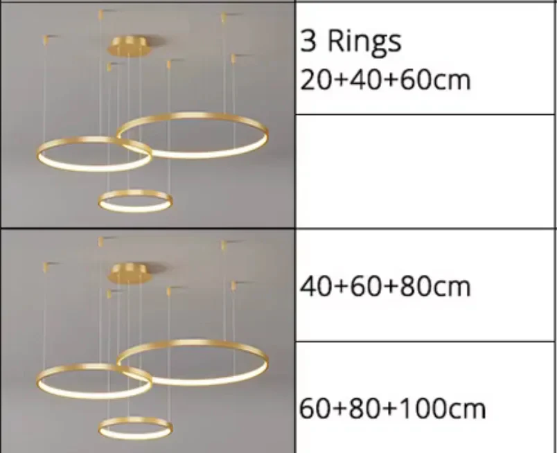 Thalwil | Classy Gold Rings Ceiling Chandelier