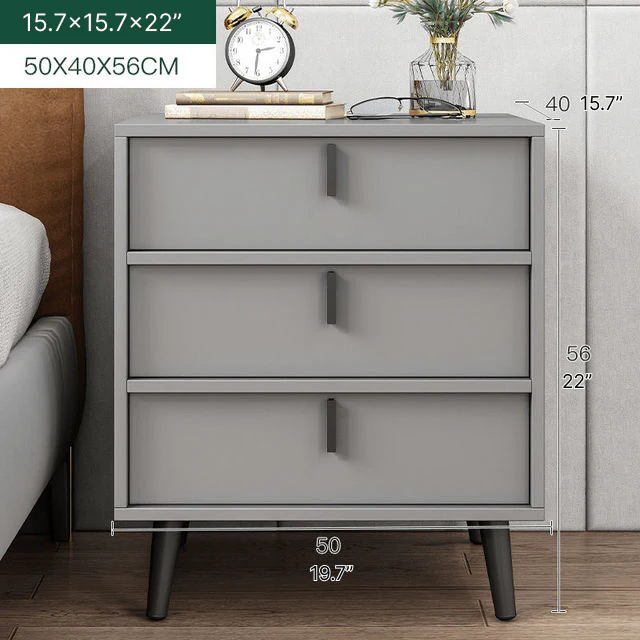 Modern Wooden Bedside Table with 3 Drawers