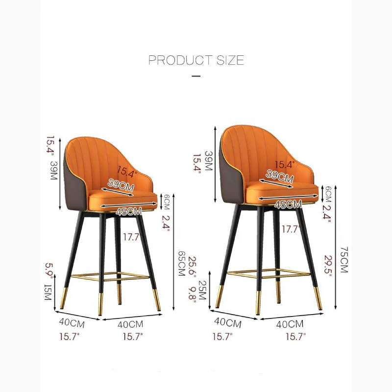 Modern Rotating High Bar Chair with Backrest for Living Room and Restaurants