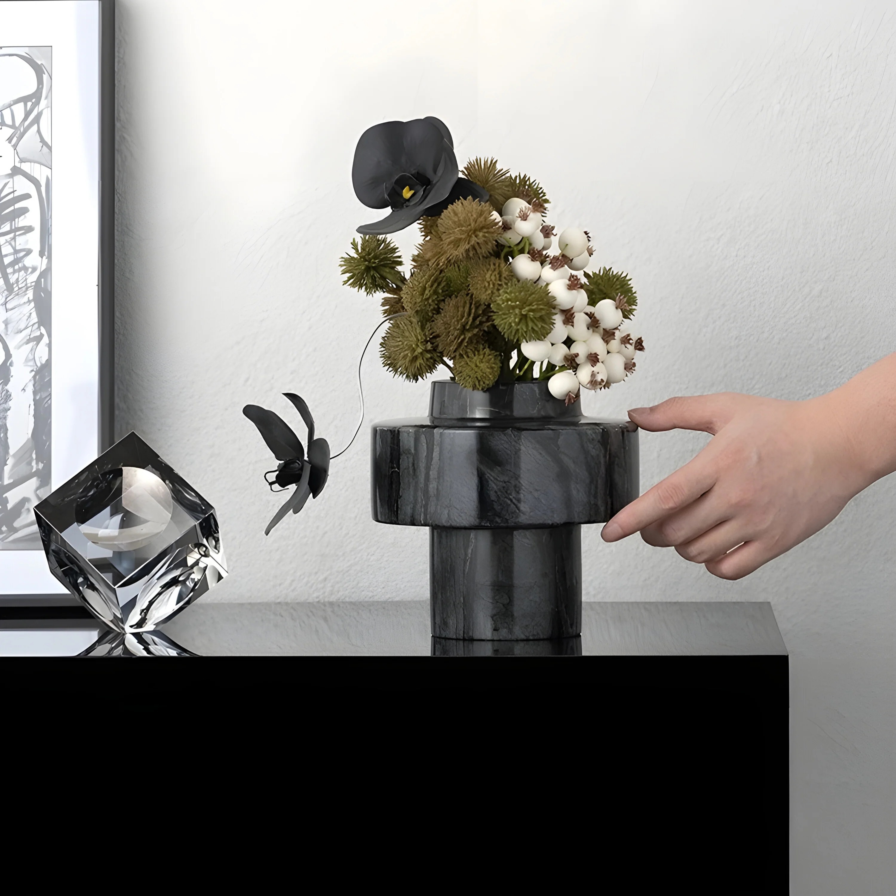 Minimalistic Natural Marble Pillar Vase