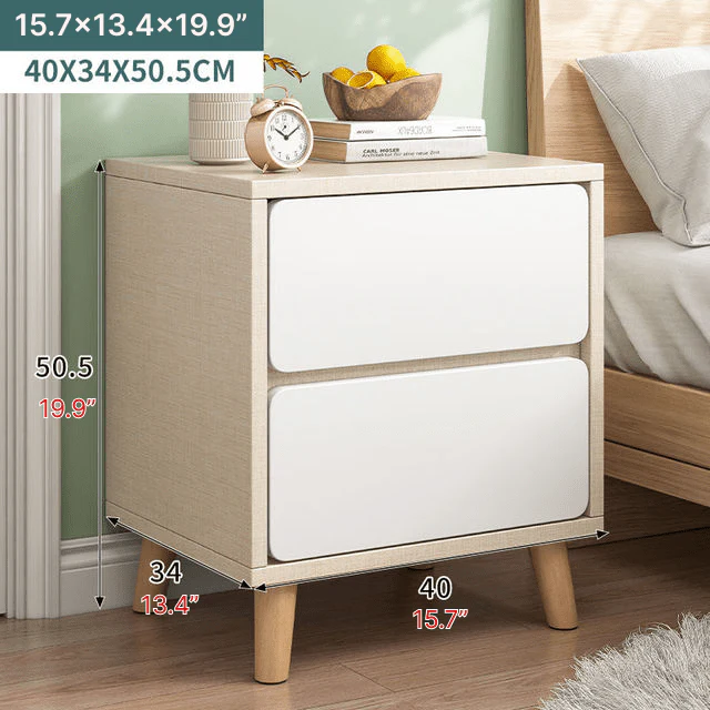 Nordic Wooden Bedside Table Of Drawers For Bedroom