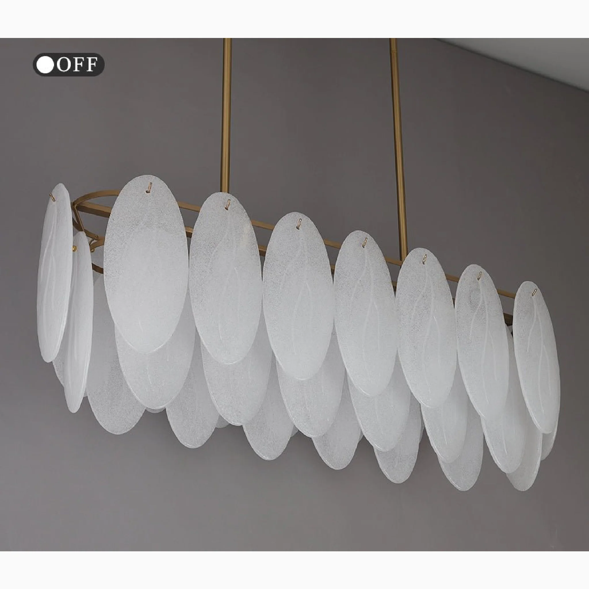 Acquacanina | Luxury Rectangle Gold Glass Modern Chandelier