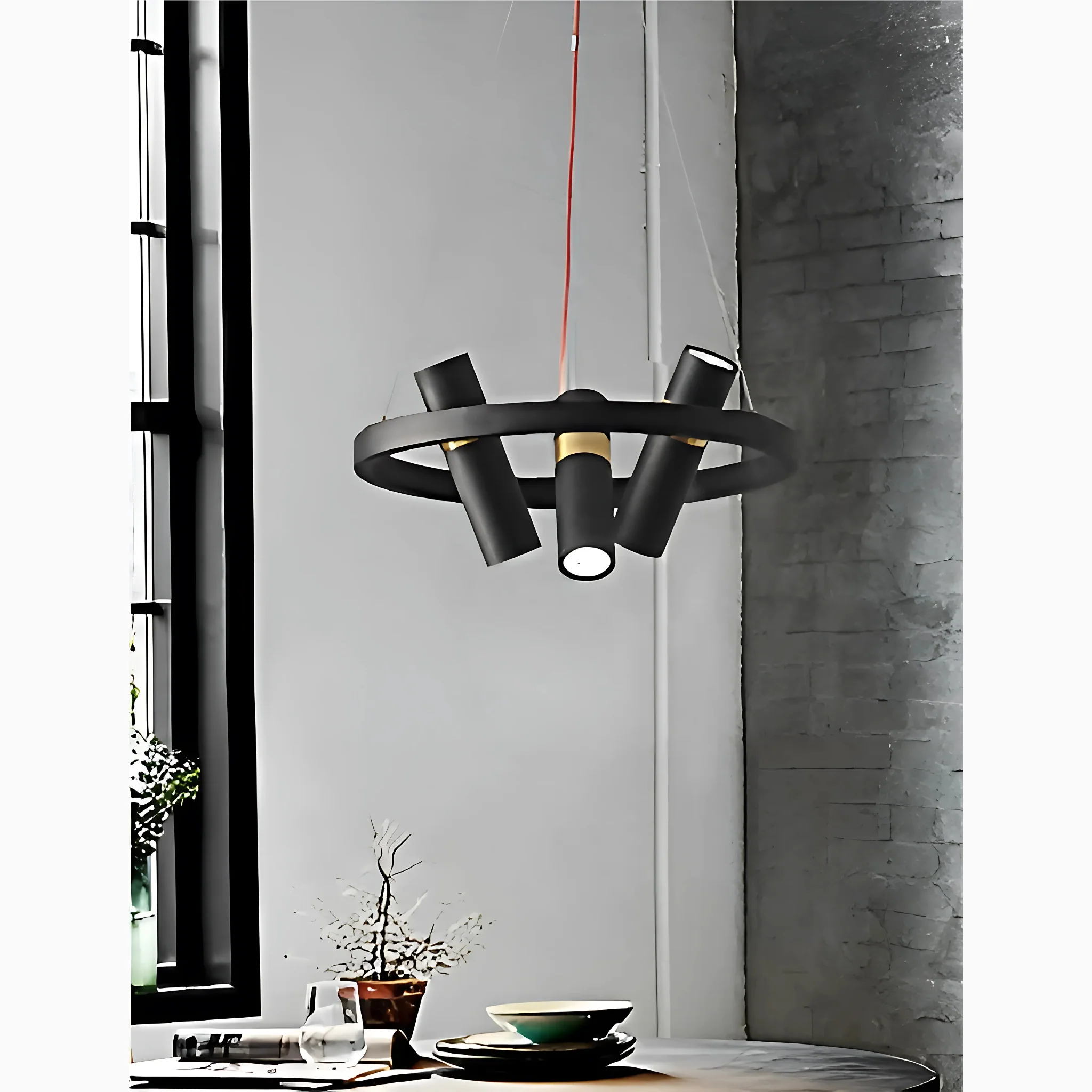 Celerina/Schlarigna | Round Black Metal LED Pendant Light