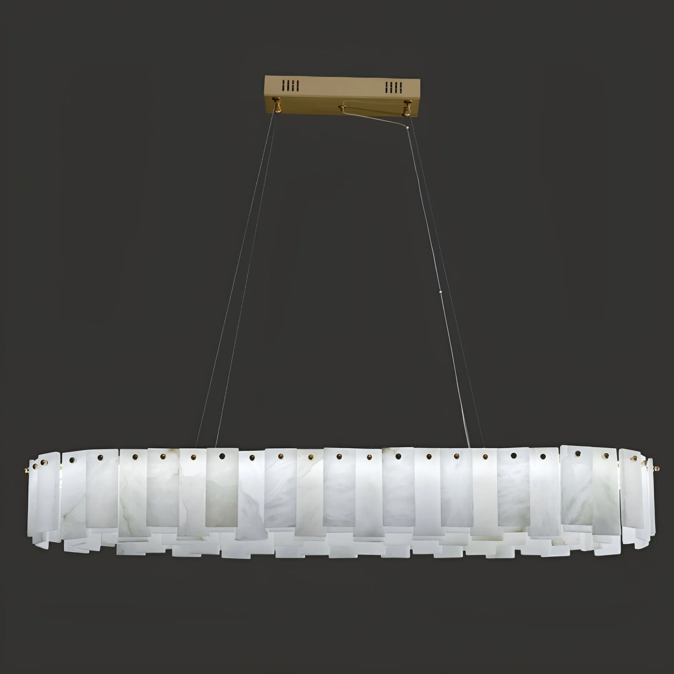 Cloudstone Oval Marble Chandelier - Modern Luxury in Natural Stone & Copper