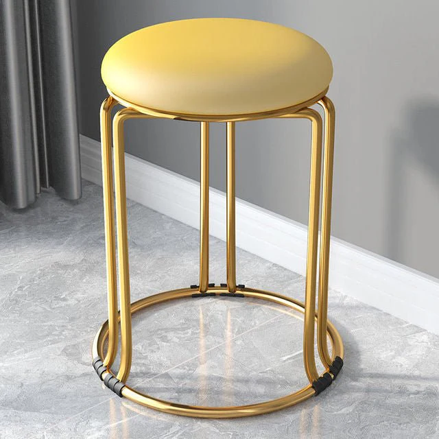 Nordic Suede and Leather Stacked Dining Round Stool