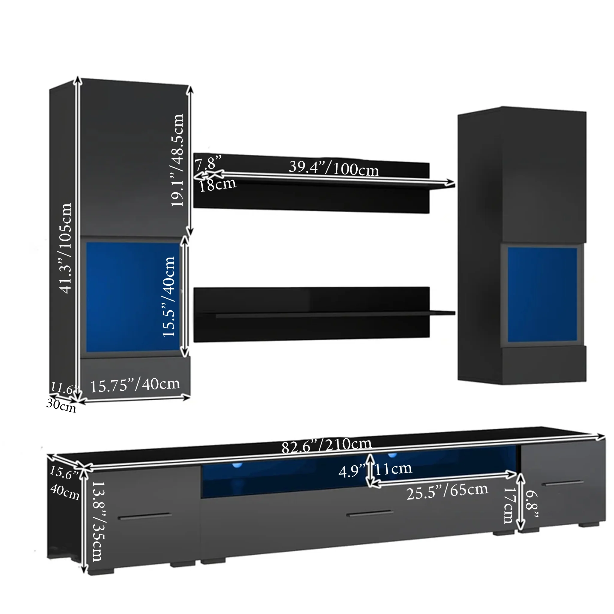 Nysa | Minimalistic Black/White Glossy TV Stand