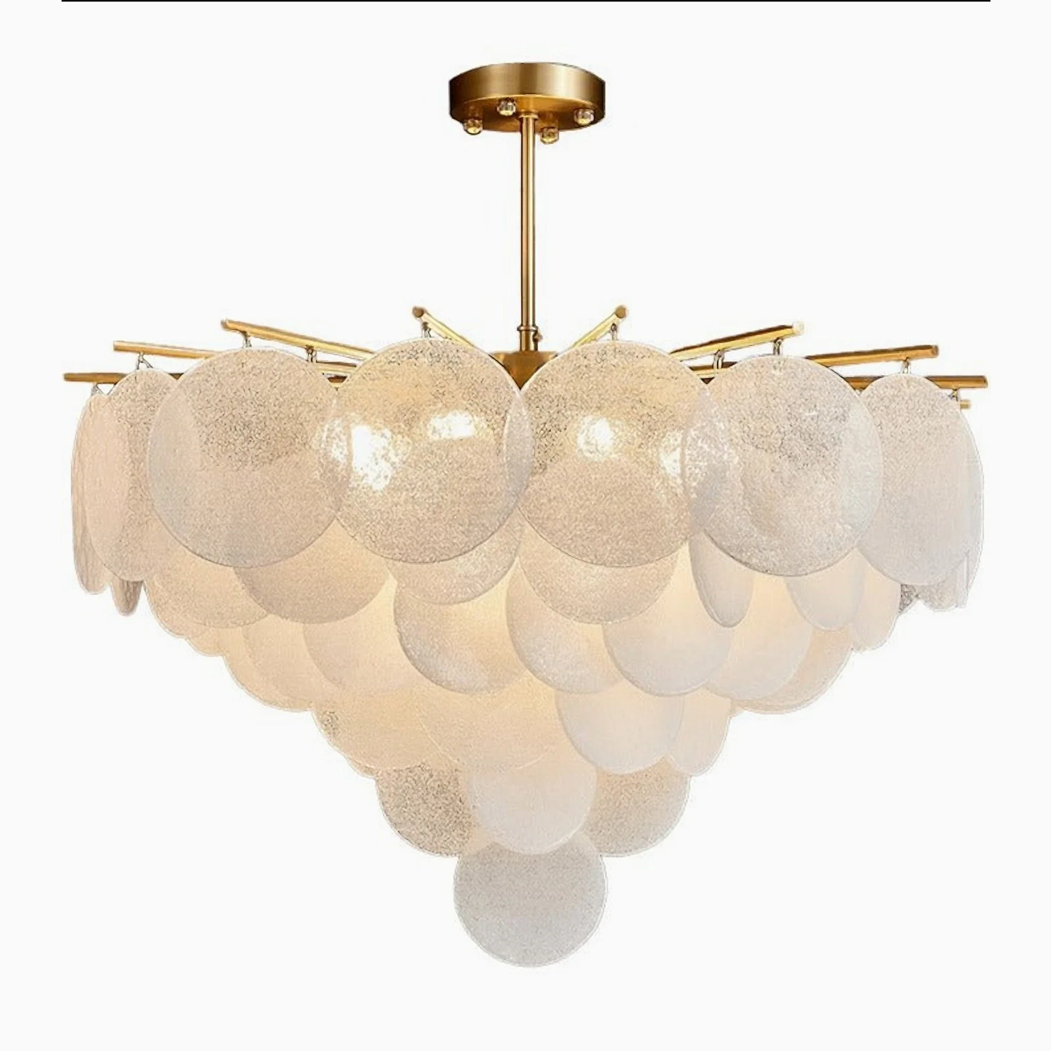 Peone | Round Obscure Glass Ceiling Chandelier