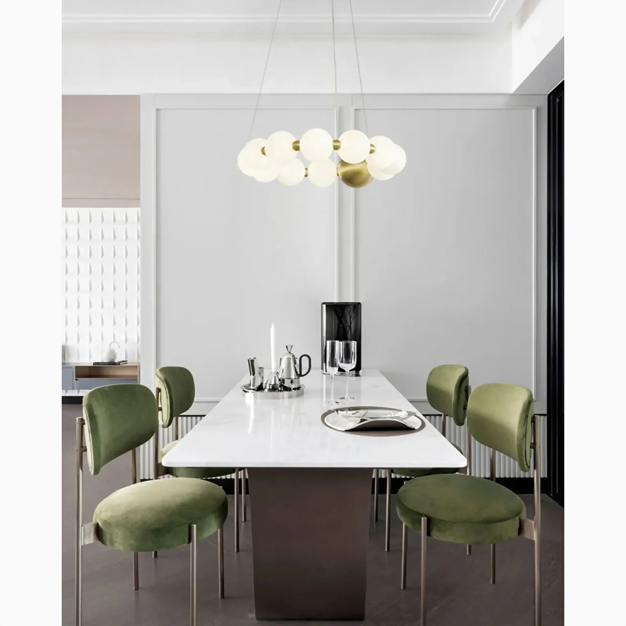 Agosta | Luxury Large Round White Pearl Chandelier