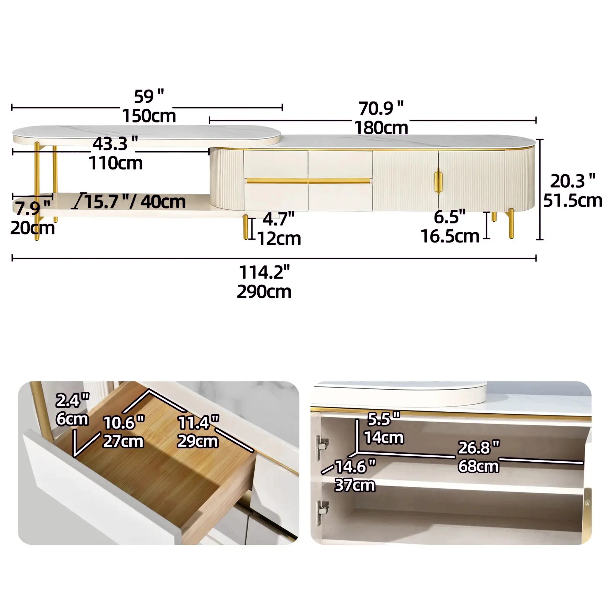 Isar | Vintage Mid-Century White TV Stand