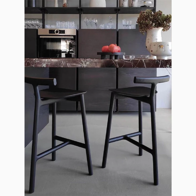 Nordic-Styled Bar High Stool Made of Solid Wood