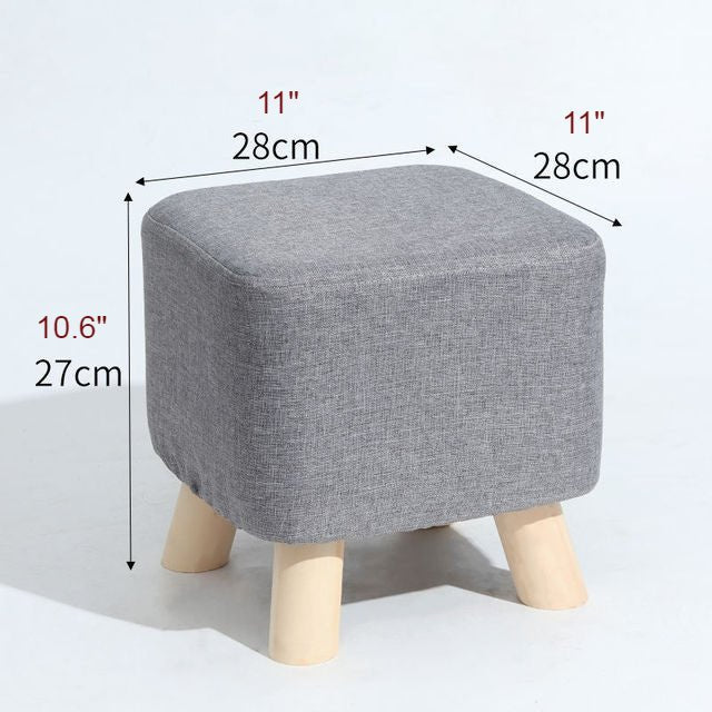 Square Round Modern Ottoman Made of Solid Wood