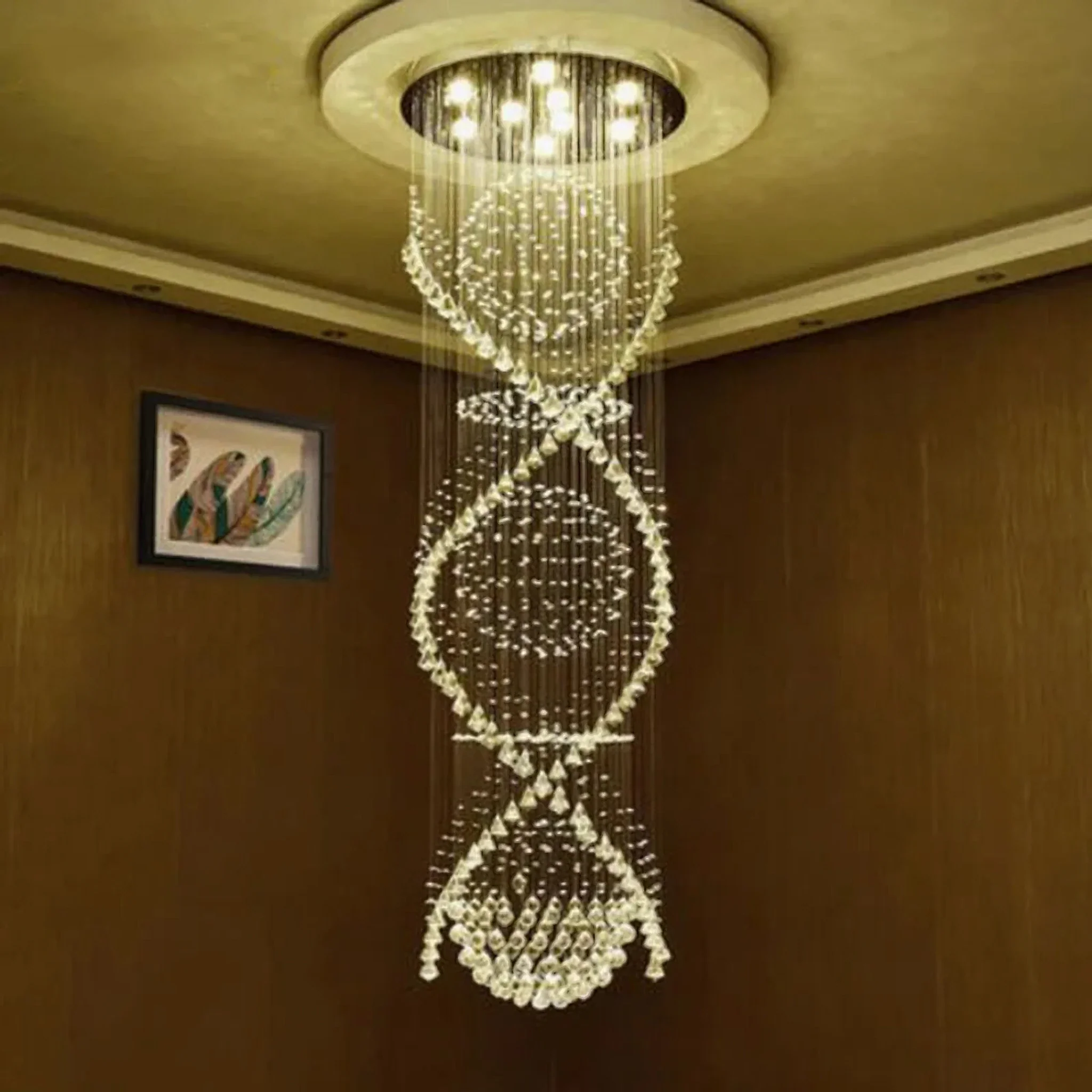 Saint-Etienne-de-Tinee | Modern Double Spiral Superdense K9 Crystal Chandelier