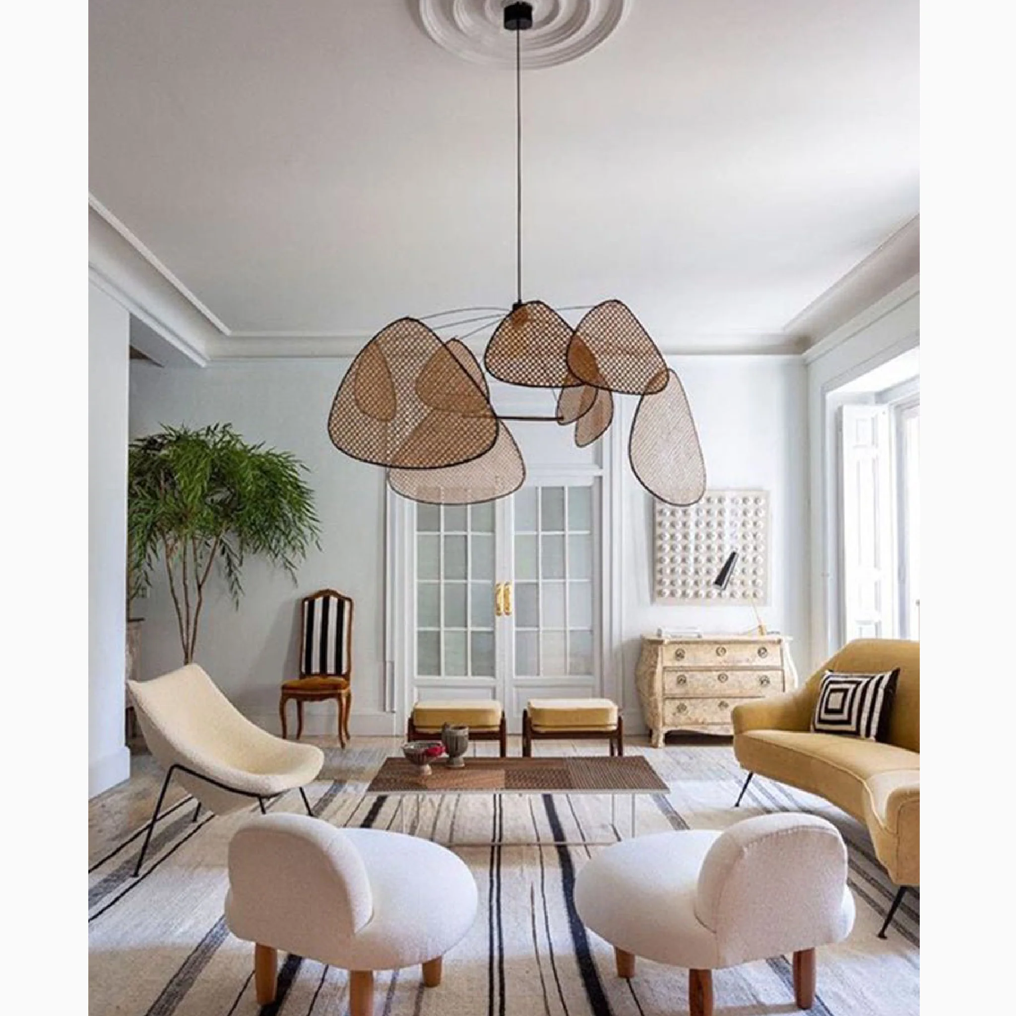 Bulach | Modern Chandelier with Hand Made Rattan Wicker