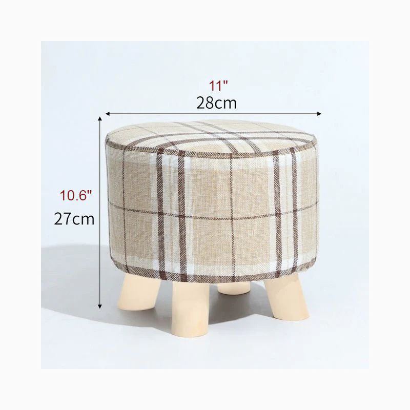 Round Modern Ottoman Made of Solid Wood