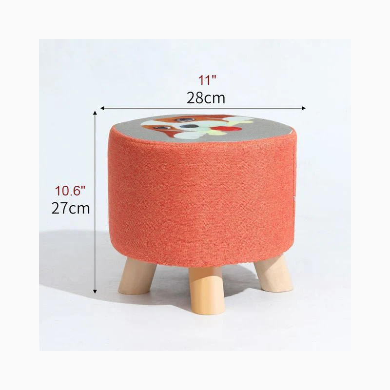 Round Modern Ottoman Made of Solid Wood