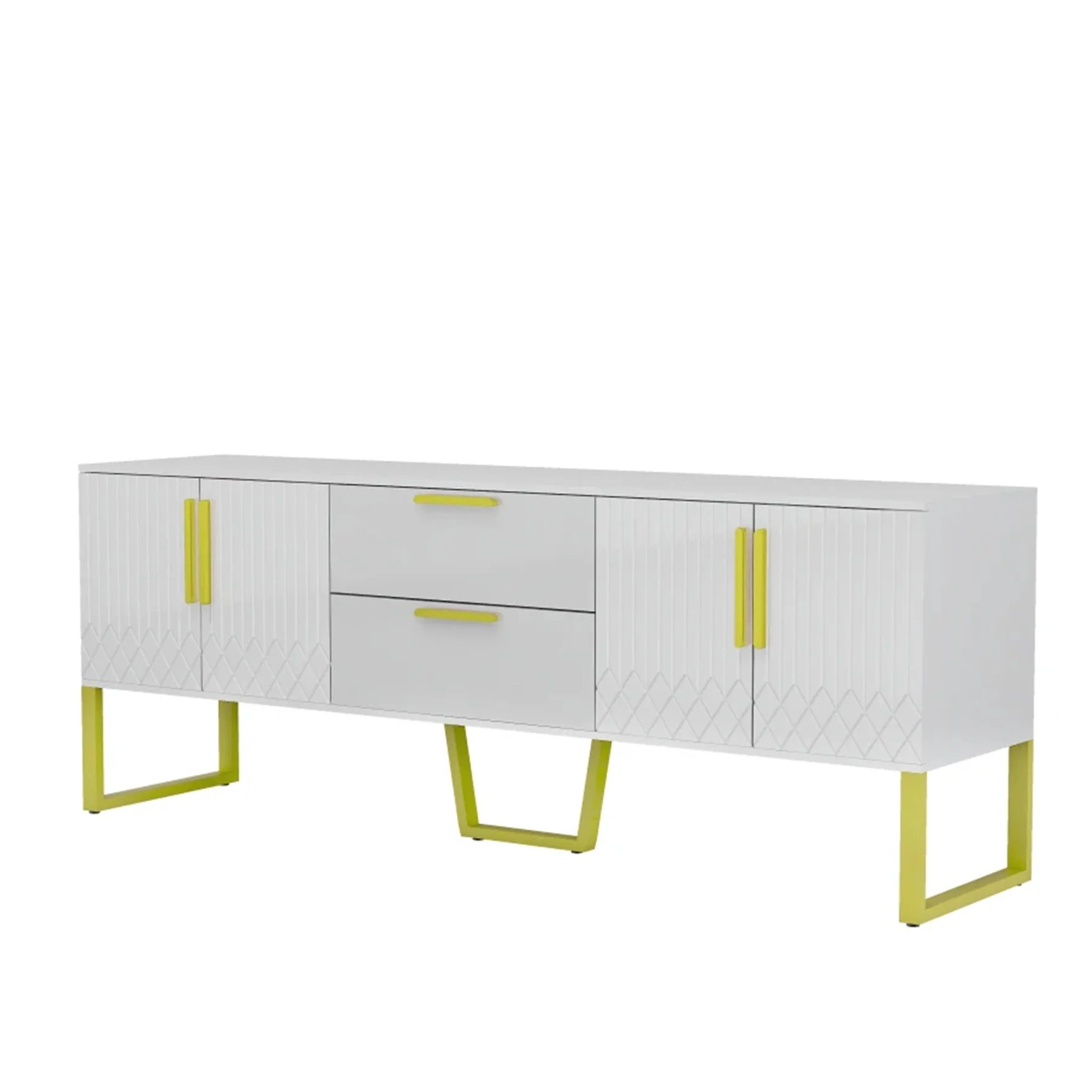 Vah | Elegant Black/White TV Stand with Metal Frame