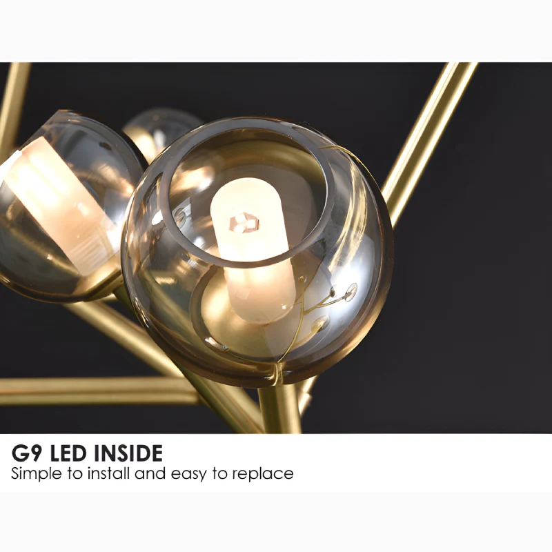 Luxury Molecular-Shaped Chandelier for Living Room, Kitchen, 17 Lights (Small), Warm Light