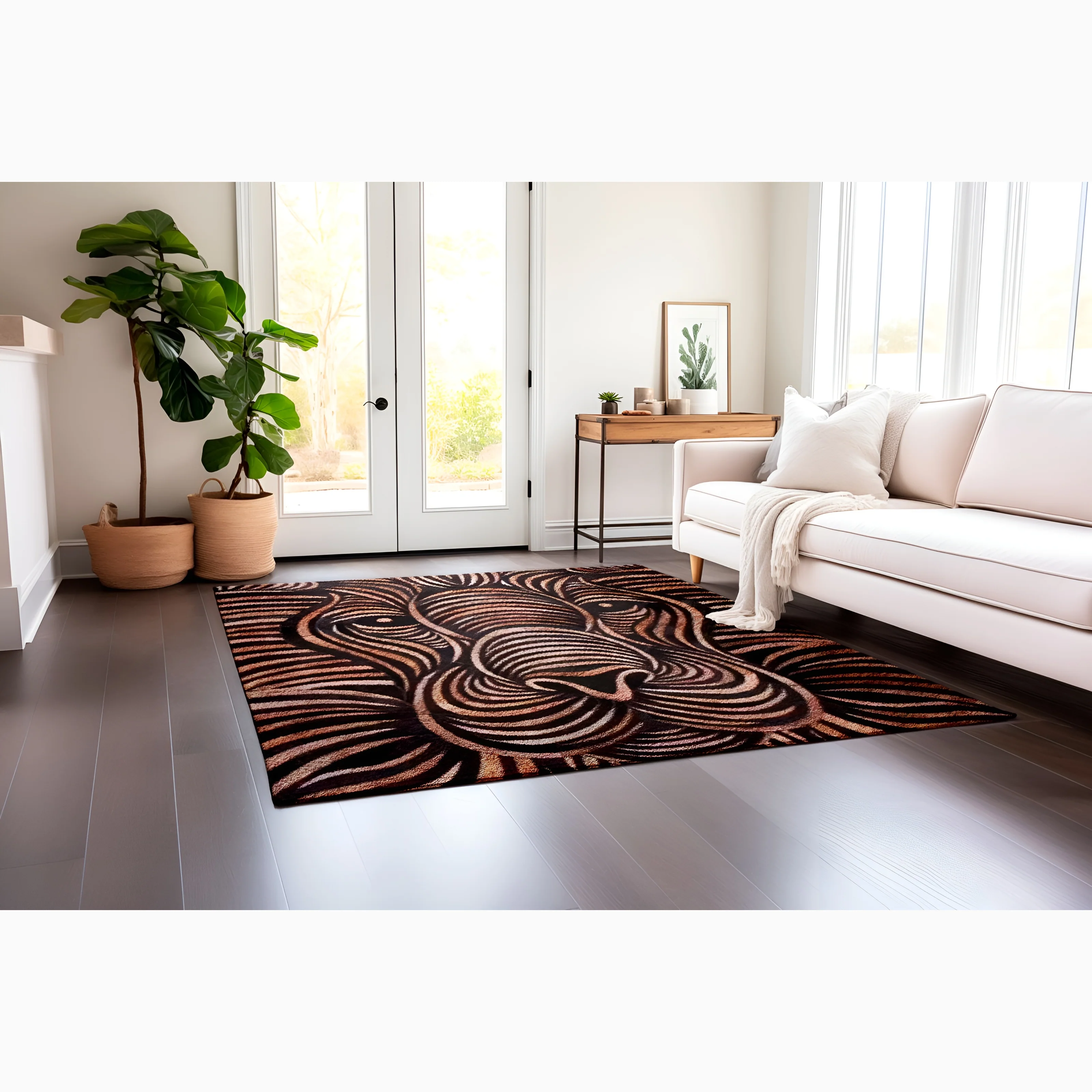 Natural Cowhide Carpet With Lion Pattern