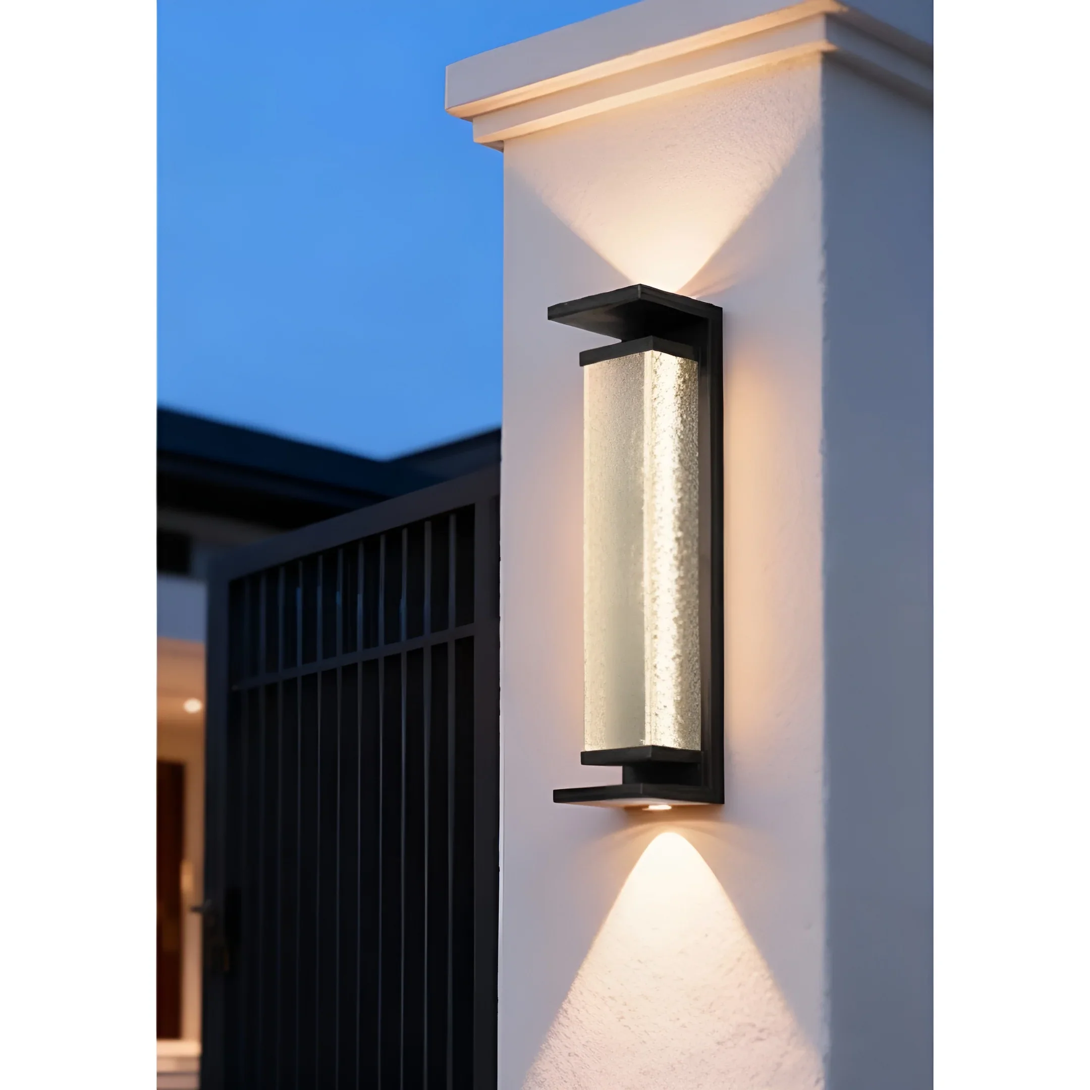 Modern Outdoor Wall Light with Textured Glass for Home Exterior