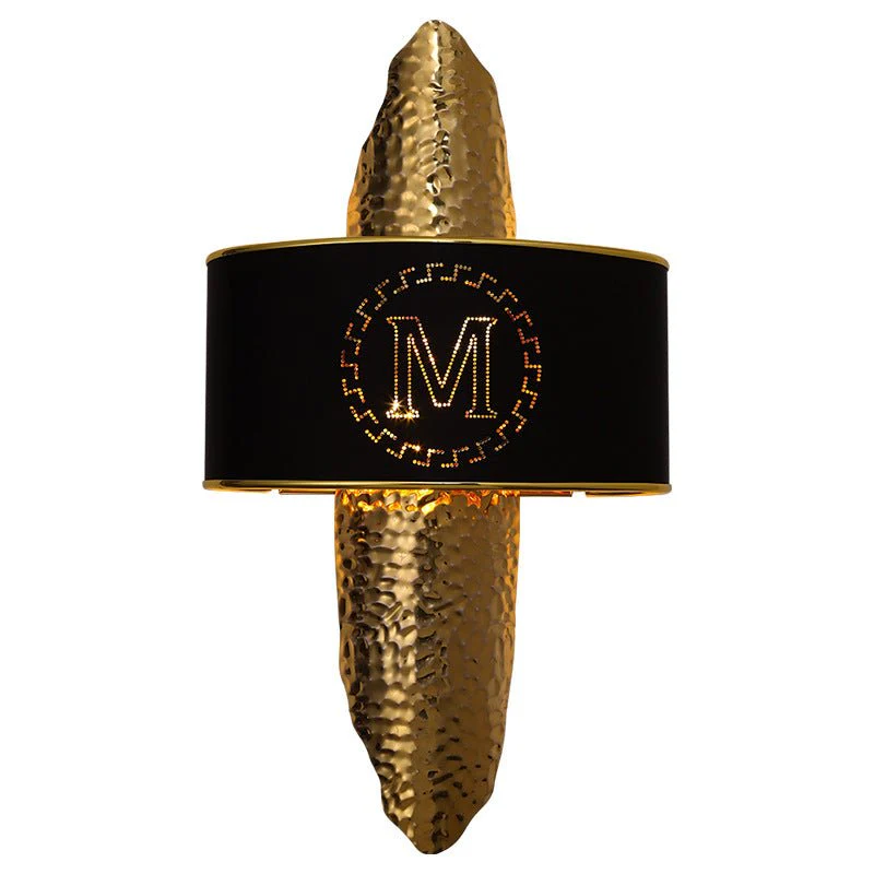 Luxury Golden Wall Lamp with M-Letter Lampshade, Living Room, Bedroom
