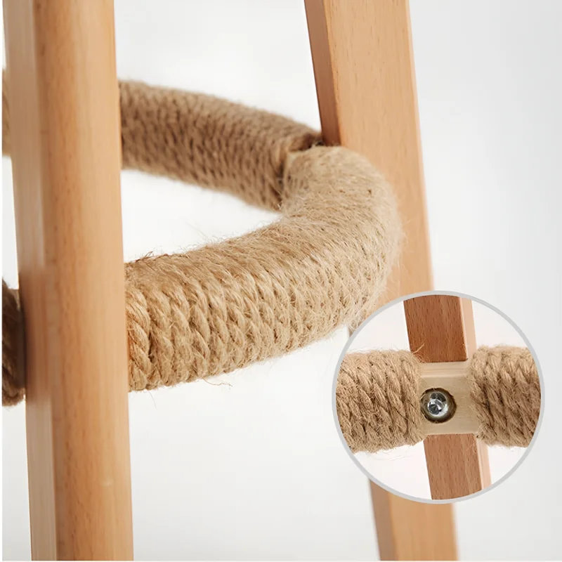 Retro-Styled Rotating High Bar Stool Made of Solid Wood