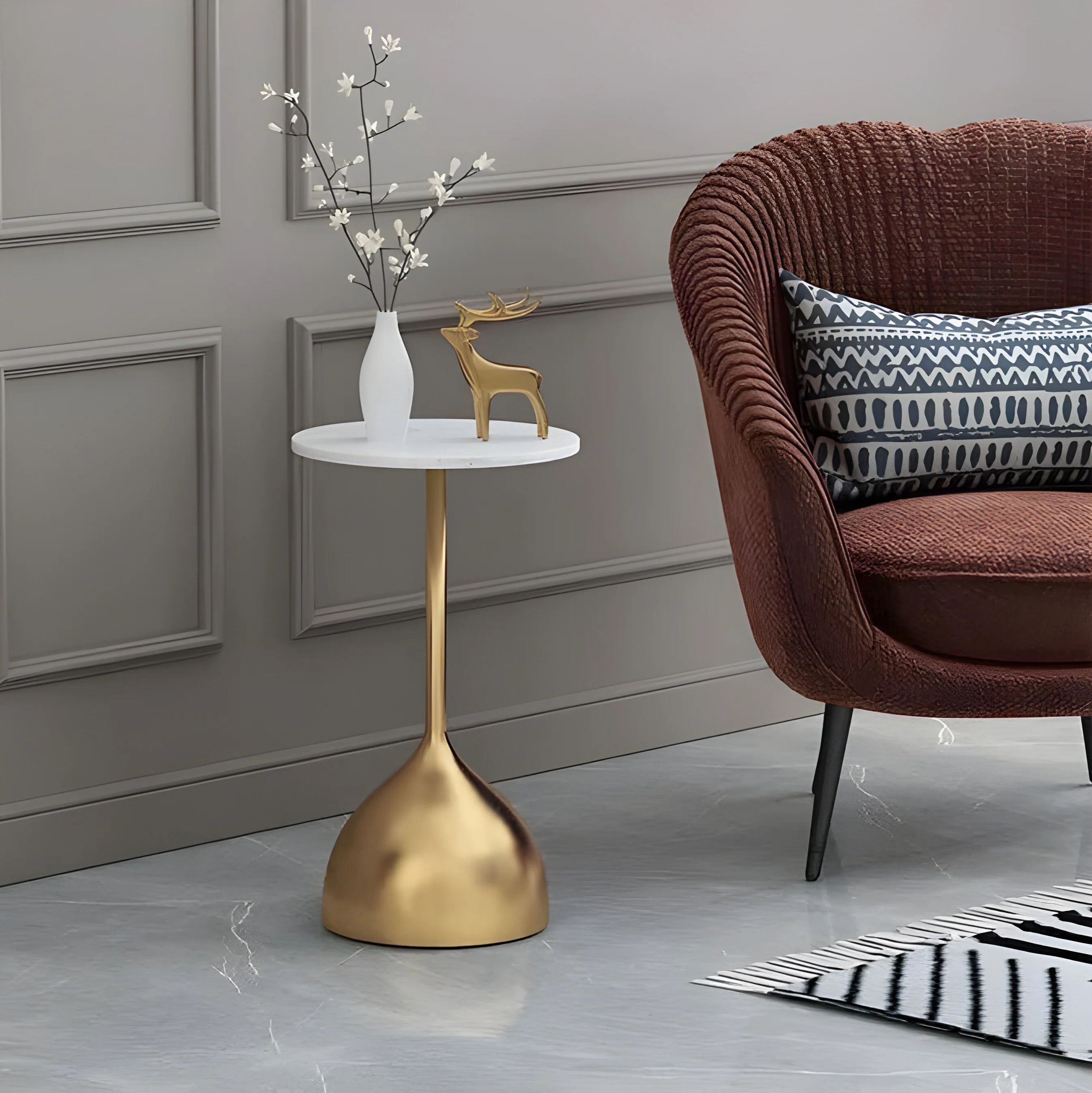 Marble Luxury Sofa Side Coffee Table for Living Room, Bedroom