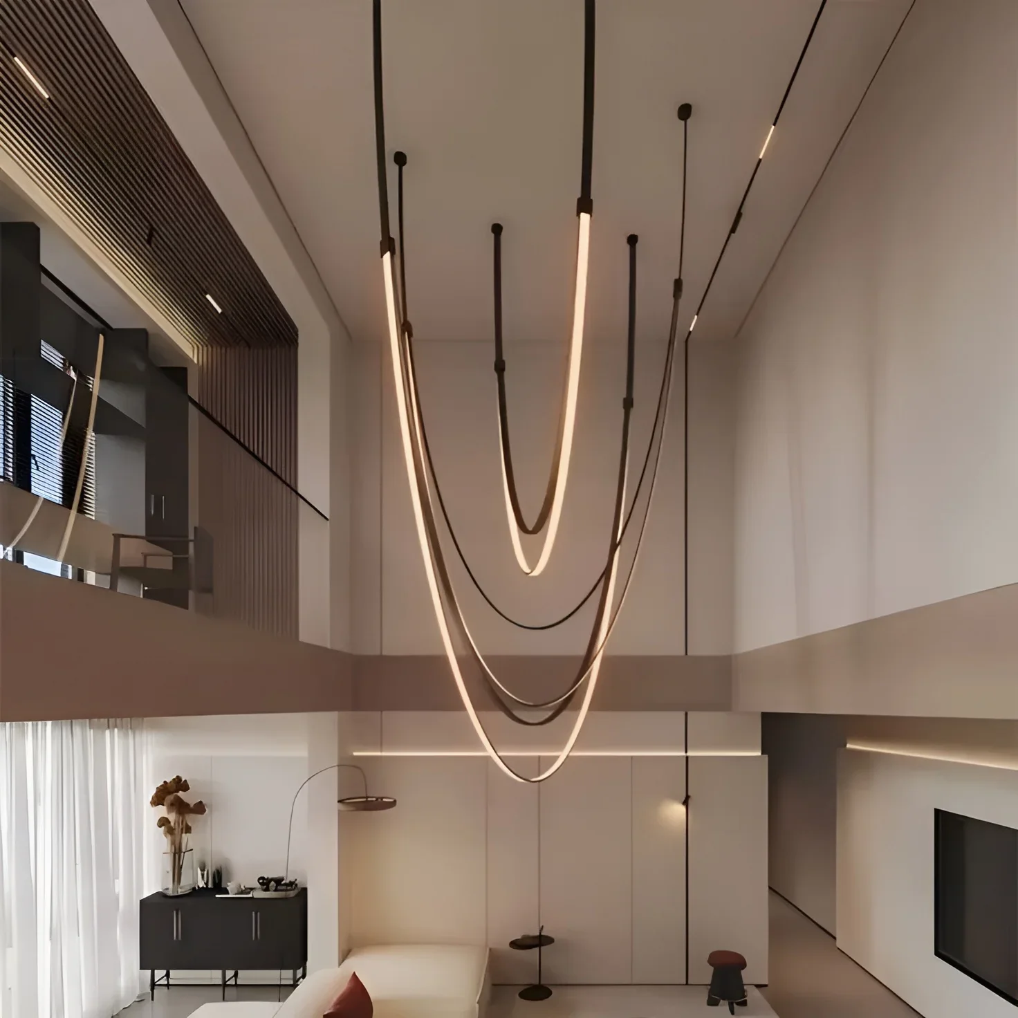 Aurelia Leather Pendant Light - LED Design with Adjustable Curves