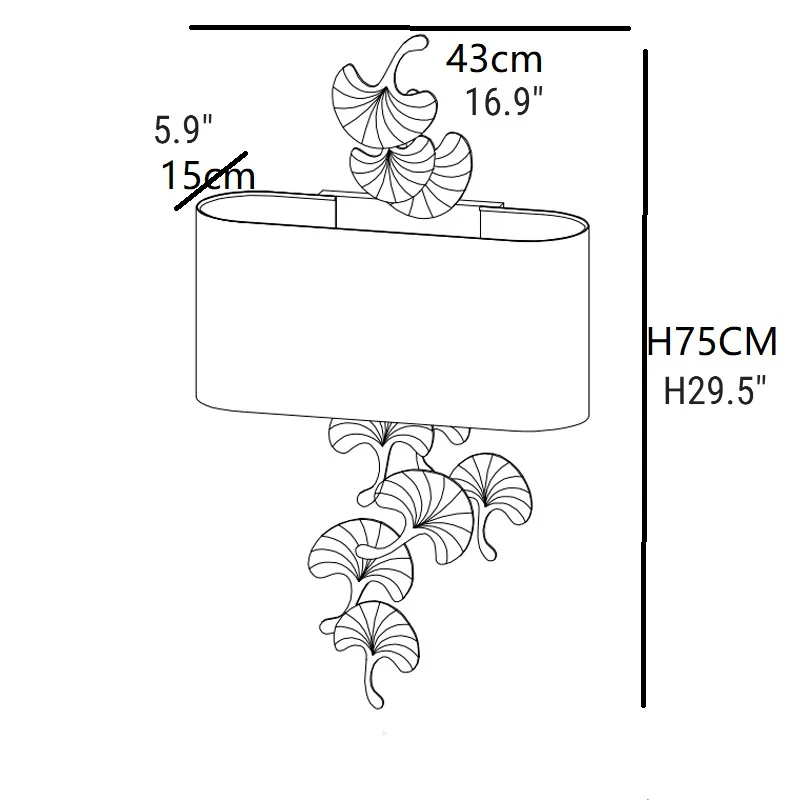 Luxury Wall Lamp in Retro Gingko Leaves Style, Living Room, Bedroom