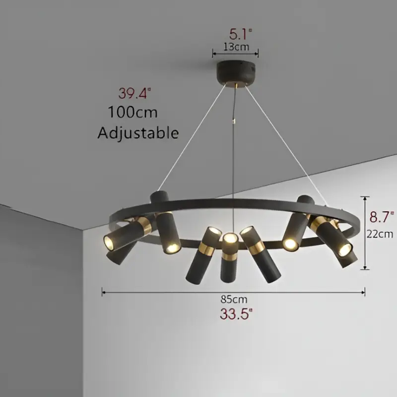 Celerina/Schlarigna | Round Black Metal LED Pendant Light