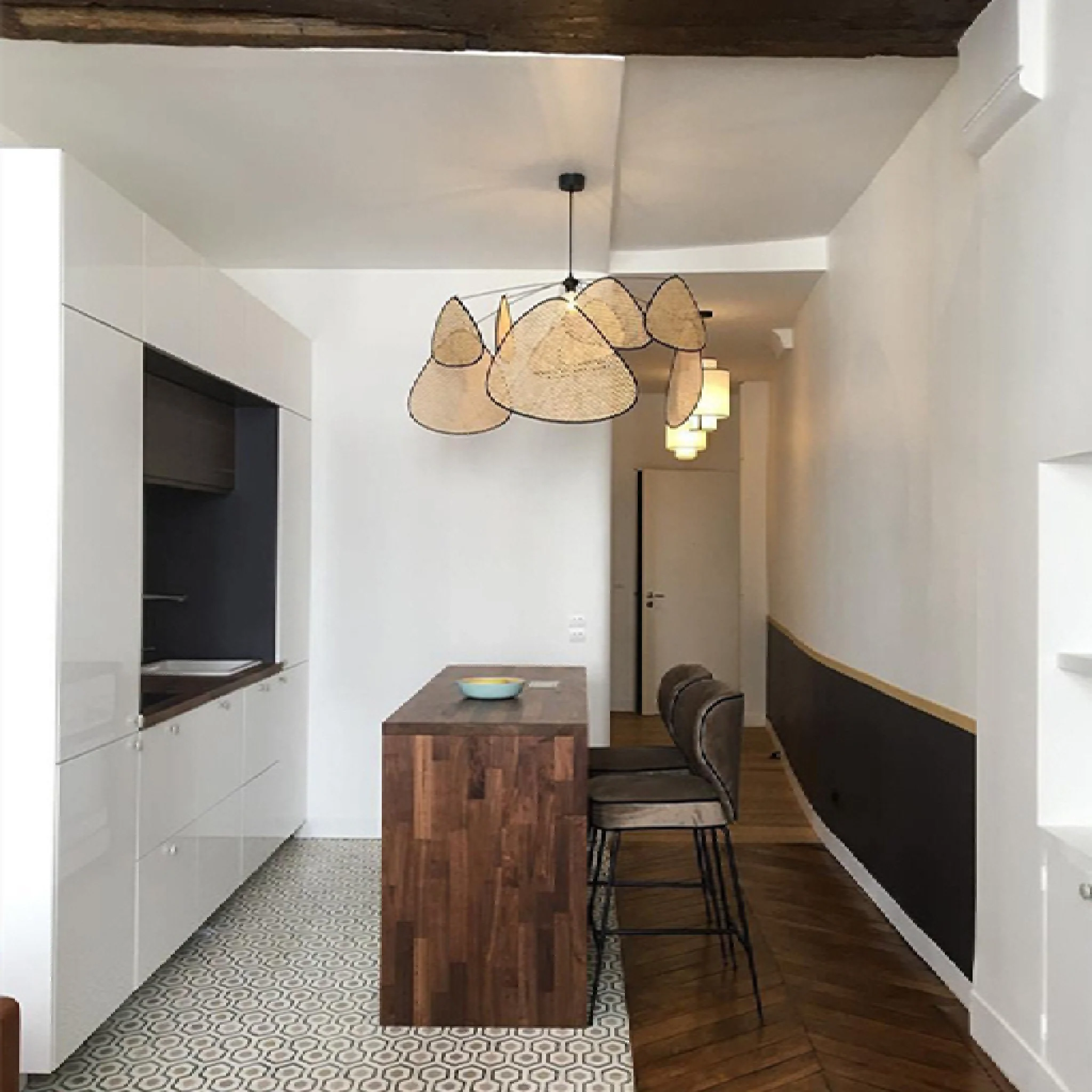 Bulach | Modern Chandelier with Hand Made Rattan Wicker