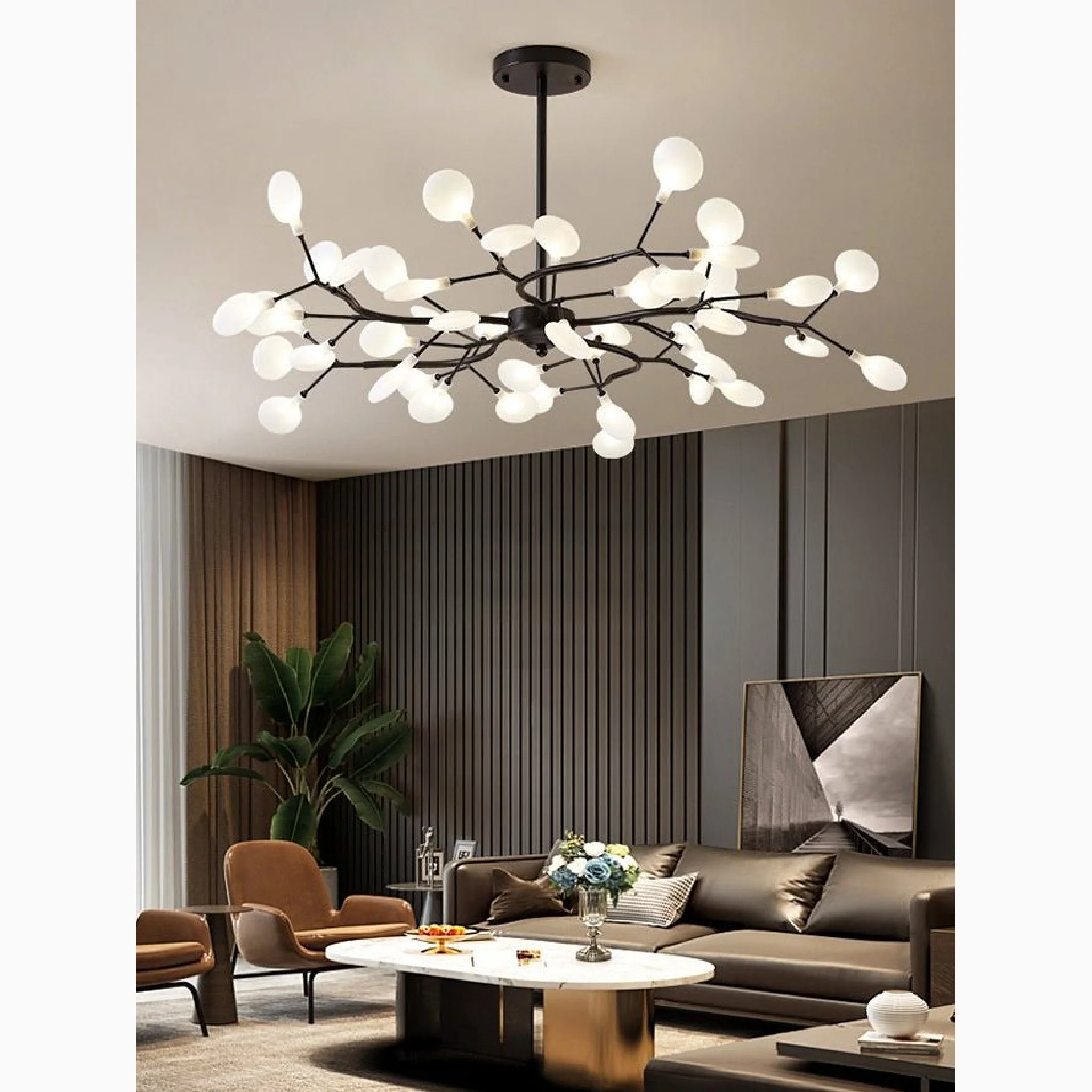 Altavilla Vicentina | Gold/Black Nordic Design Flower LED Chandelier