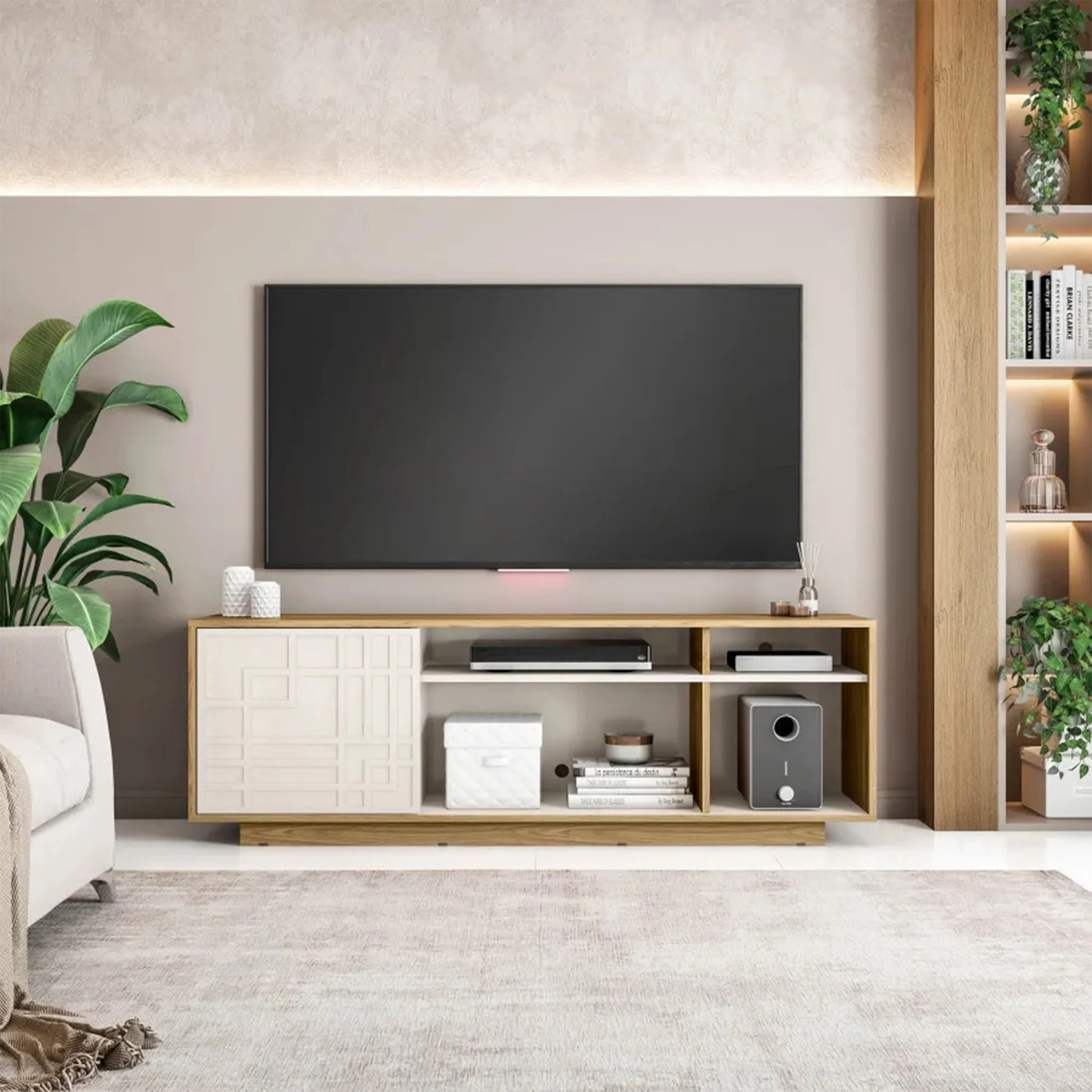 Sava | Designer Oak TV Stand with Open Shelves