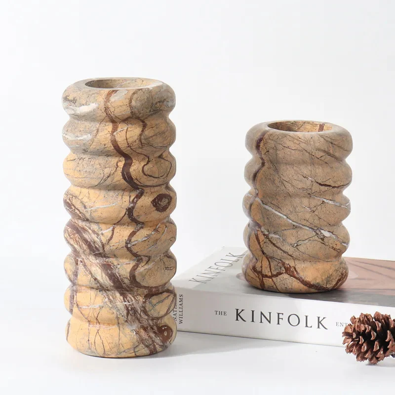 Modern Marble Nordic Style Luxury Brown Vase For Dining Room