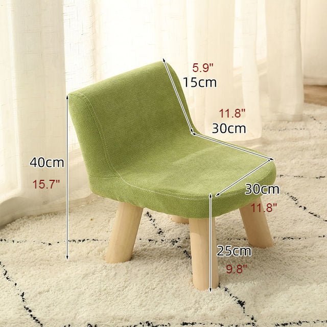 Rectangle Low Stool For Living Room Made of Solid Wood Cotton And Linen