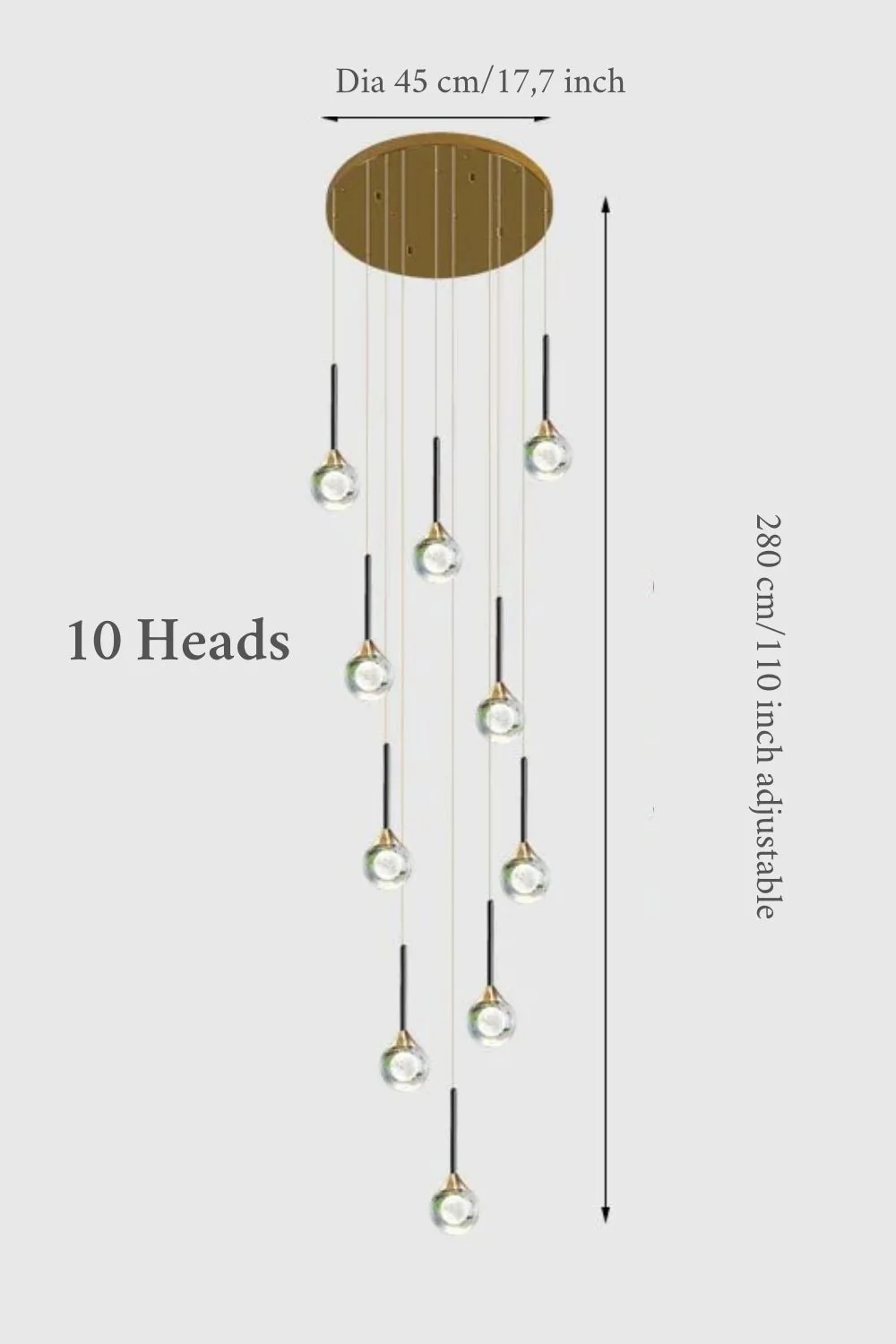 Peillon | Gold Crystal Raindrop Glass Ball Chandelier