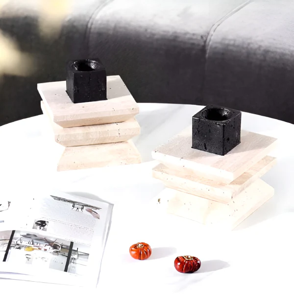 Natural Modern Travertine Stone Candle Holder