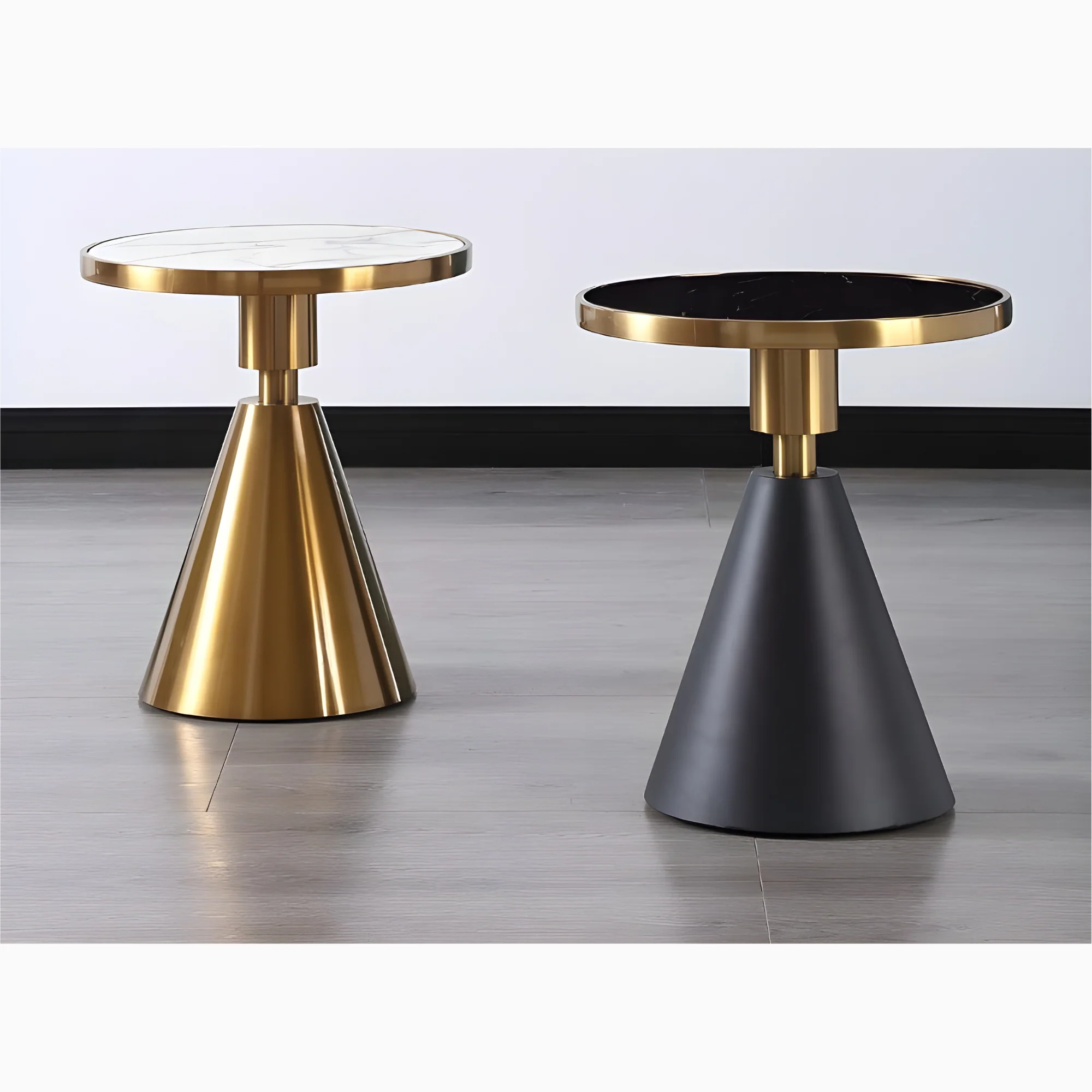 Gold/White/Black Round Small Modern Coffee Table For Living Room