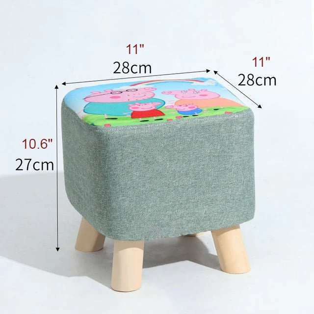 Square Round Modern Ottoman Made of Solid Wood