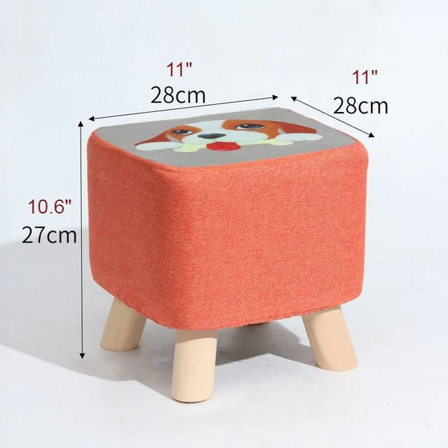 Square Round Modern Ottoman Made of Solid Wood