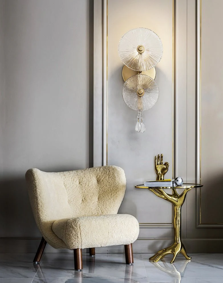 Modern Crystal Wall Lamp Circle Shaped for Living Room, Bedroom